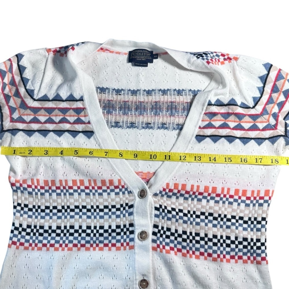 Pendleton Aztec Eyelet Button Cardigan Size Xs Li… - image 5